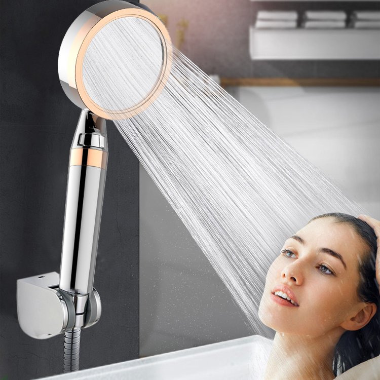 Rainshower Water Saving Chrome Plated Filtered Shower Head Remove Chlorine with Two Filter Cabins